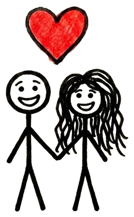 ADHD couple holding hands under a heart